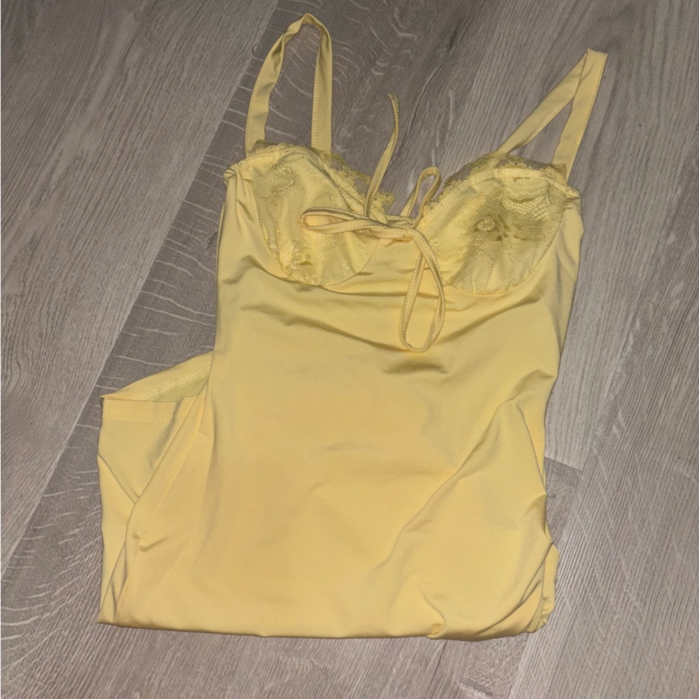 Yellow Lace Trim dress